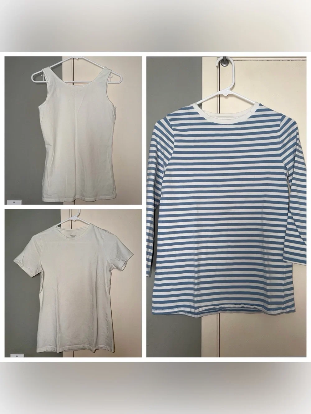 3 Women’s Tops. Tank & Tee & Blue Stripe 3/4 Sleeve Tops